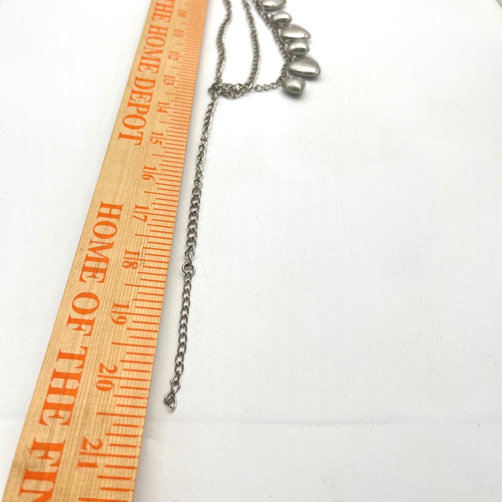Silver Tone Multi Strand Heart Charm Necklace Layered‎ Choker Style - Picture 6 of 7